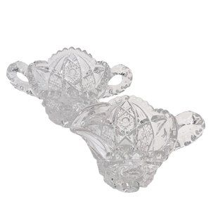 Vintage Imperial Glass EAPG Ohio Nucut Open Sugar and Creamer MCM Marked Set